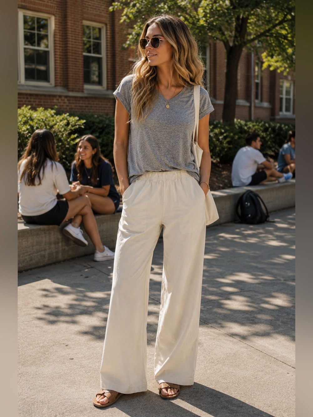 Talentless Wide Leg Pants Size Small Beige 31” Inseam